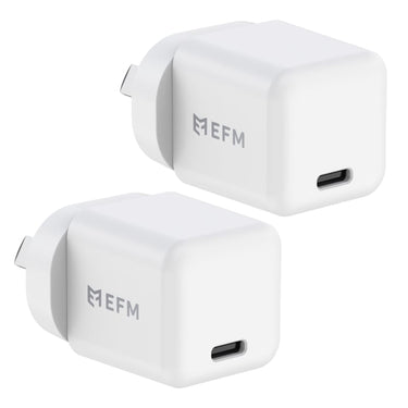 EFM ECO 30W GaN Wall Charger Twin Pack with Power Delivery and PPS - White
